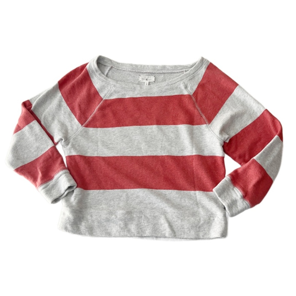Lou & Gray Orange and Gray Striped French Terry Lined Sweatshirt‎